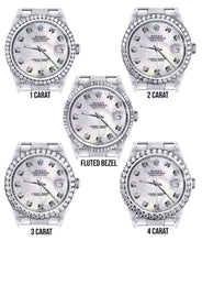 Diamond Mens  Rolex Datejust Watch 16200 | 36Mm | White Mother Of Pearl Dial | Oyster Band