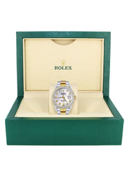 Diamond Gold Rolex Watch For Men 16233 | 36Mm | White Mother Of Pearl  | Oyster Band