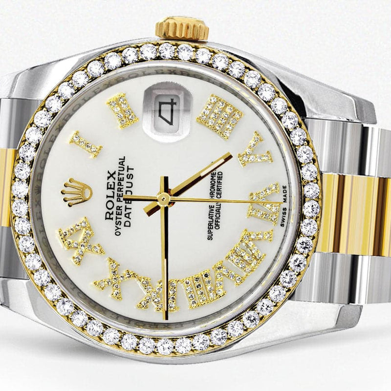 116233 | Gold & Steel Rolex Datejust Watch | 36Mm | White Roman Diamond Dial | Oyster Band