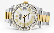 116233 | Gold & Steel Rolex Datejust Watch | 36Mm | White Roman Diamond Dial | Oyster Band
