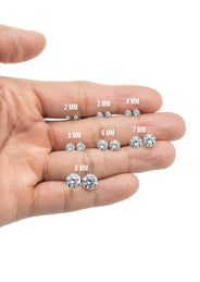 14K White Gold Push Back Round Stud Earrings