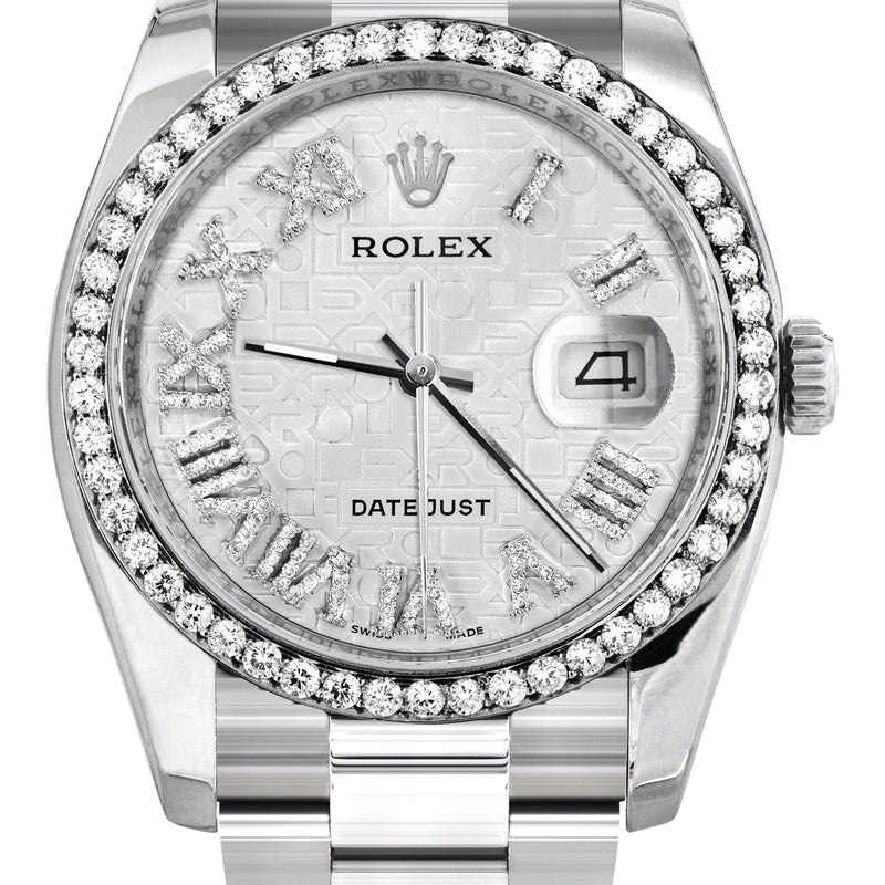 116200 | Rolex Datejust Watch | 36Mm | White Texture Roman Dial | Oyster Band