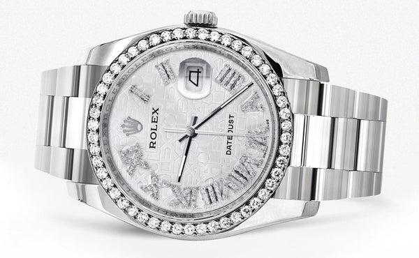 116200 | Rolex Datejust Watch | 36Mm | White Texture Roman Dial | Oyster Band