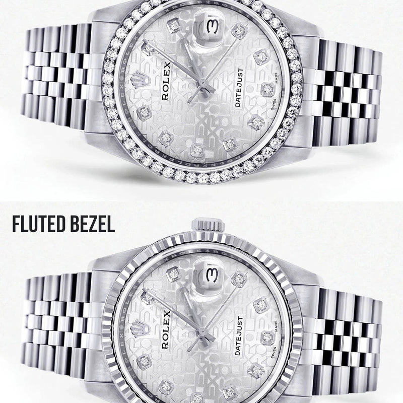 Diamond Mens  Rolex Datejust Watch 16200 | 36 MM | Diamond Rolex Textured Jubilee Dial | Jubilee Band