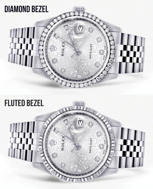 Diamond Mens  Rolex Datejust Watch 16200 | 36 MM | Diamond Rolex Textured Jubilee Dial | Jubilee Band