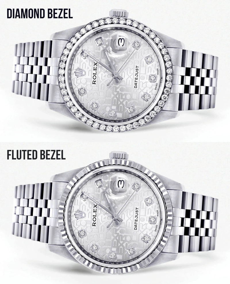 Diamond Mens  Rolex Datejust Watch 16200 | 36 MM | Diamond Rolex Textured Jubilee Dial | Jubilee Band