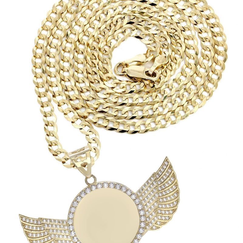 10K Yellow Gold Wings Picture Necklace | Appx. 19.2 Grams