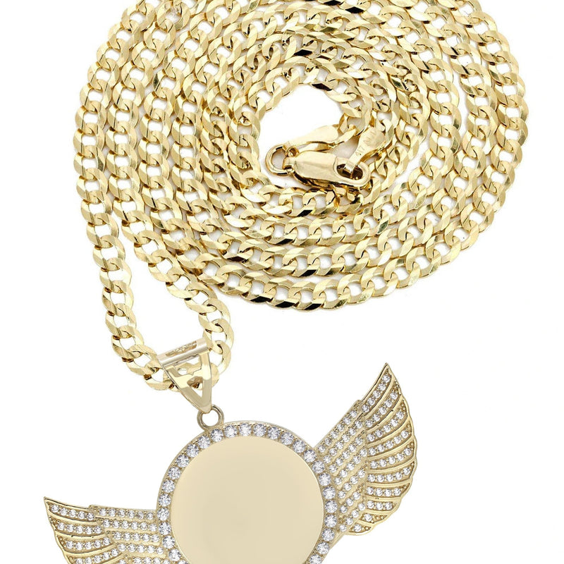10K Yellow Gold Wings Picture Necklace | Appx. 19.2 Grams