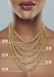 Gold Chain - Womens Semi Solid  Diamond Cut Miami Cuban Link Chain 10k Gold