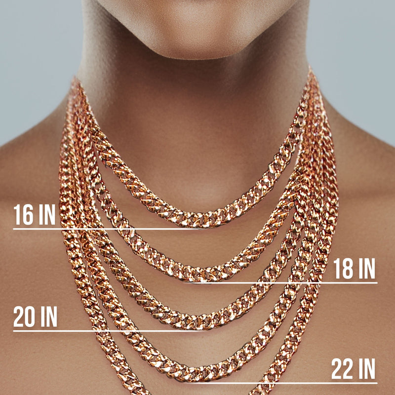 Womens 14K Rose Gold Chain - Semi Solid  Rose Miami Cuban Link Chain