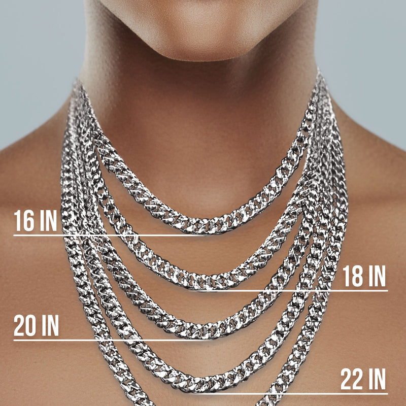 Womens 14K White Gold Chain - Solid Miami Cuban Link Chain 14K Gold