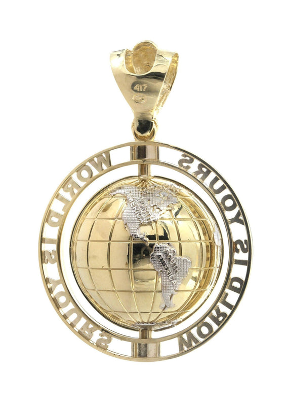 Large World Is Mine Pendant 10K Gold | 35 Grams