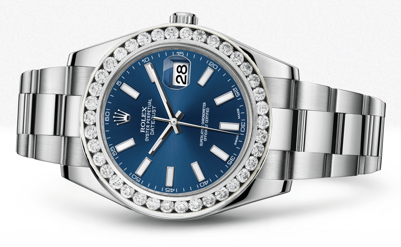Rolex Datejust Ii Blue Dial - Index Hour Markers With 5 Carats Of Diamonds