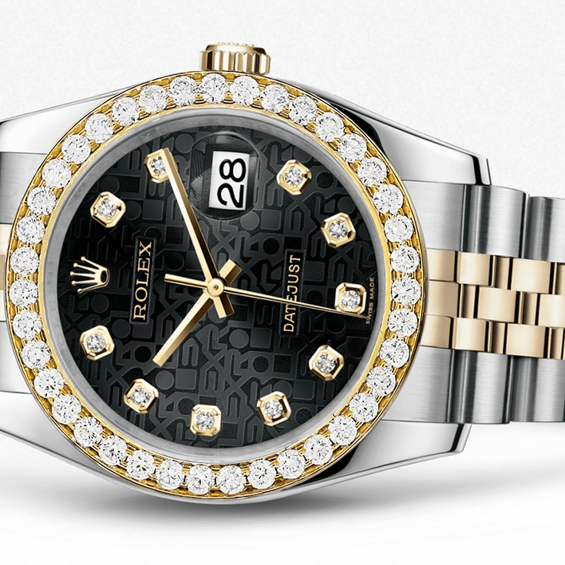 Rolex Datejust Black Jubiliee Dial - Diamond Hour Markers With 4 Carats Of Diamonds