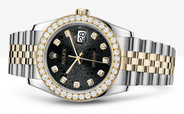Rolex Datejust Black Jubiliee Dial - Diamond Hour Markers With 4 Carats Of Diamonds
