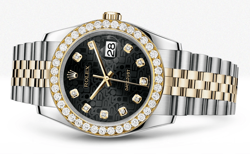 Rolex Datejust Black Jubiliee Dial - Diamond Hour Markers With 4 Carats Of Diamonds