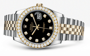 Rolex Datejust Black Dial - Diamond Hour Markers With 4 Carats Of Diamonds