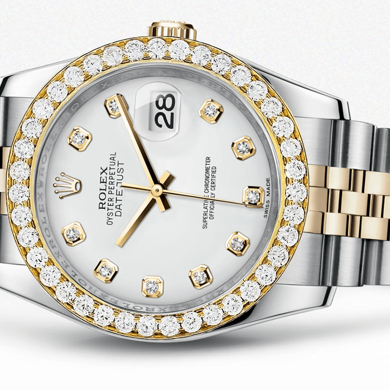 Rolex Datejust White Dial - Diamond Hour Markers With 4 Carats Of Diamonds