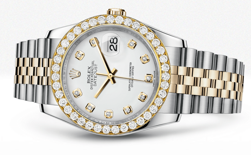 Rolex Datejust White Dial - Diamond Hour Markers With 4 Carats Of Diamonds