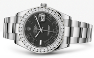Rolex Datejust Ii Black Dial - Black Roman Numbers With 5 Carats Of Diamonds