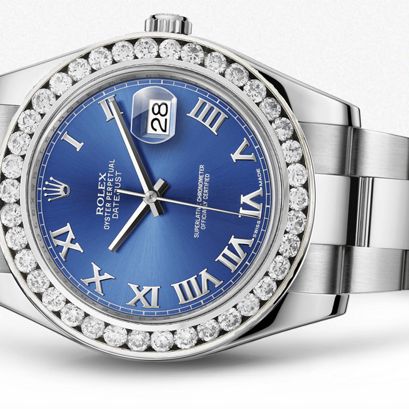 Rolex Datejust Ii Blue Dial - Roman Numerals With 5 Carats Of Diamonds