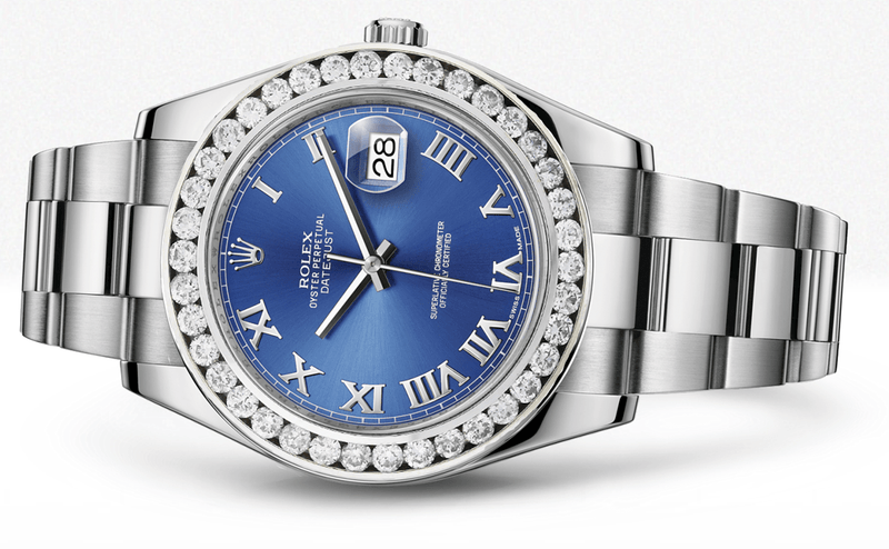 Rolex Datejust Ii Blue Dial - Roman Numerals With 5 Carats Of Diamonds