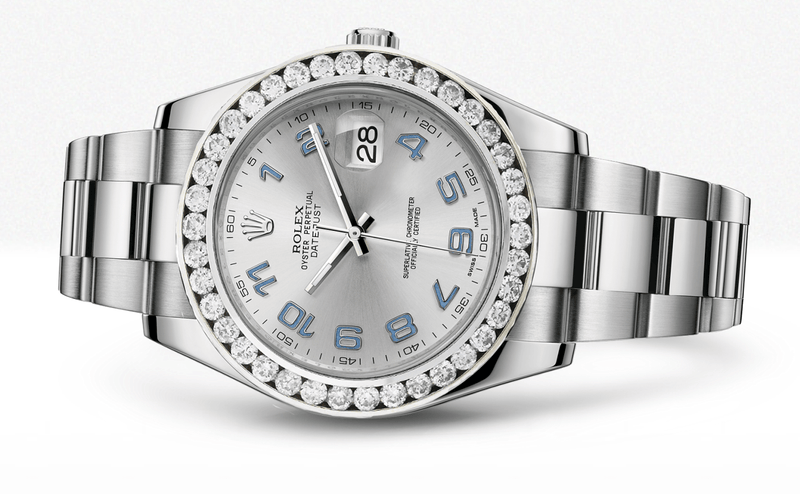 Rolex Datejust Ii Grey Dial - Blue Arabic Numberals With 5 Carats Of Diamonds