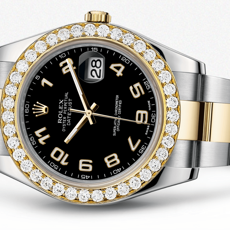 Rolex Datejust Ii Black Dial - Arabic Numerals With 5 Carats Of Diamonds