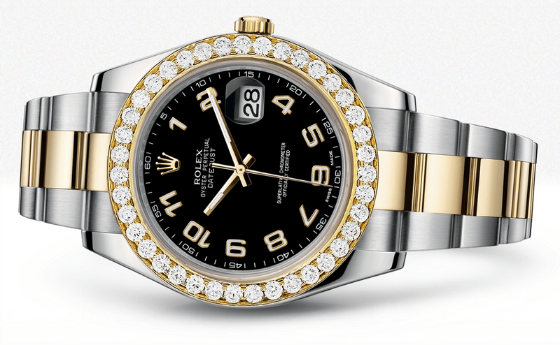 Rolex Datejust Ii Black Dial - Arabic Numerals With 5 Carats Of Diamonds