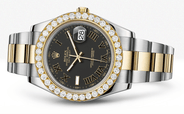 Rolex Datejust Ii Black Dial - Black And Gold Roman Numerals With 5 Carats Of Diamonds