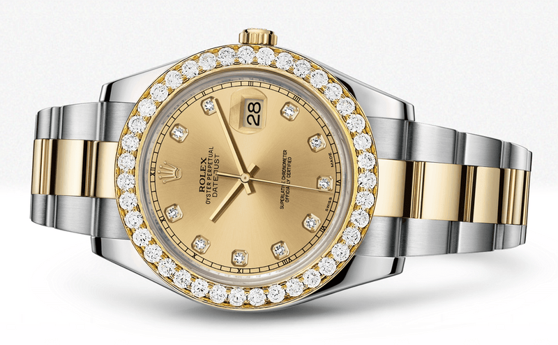Rolex Datejust Ii Champagne Dial - Diamond Hour Markers With 5 Carats Of Diamonds