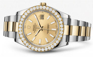 Rolex Datejust Ii Champagne Dial - Index Hour Markers With 5 Carats Of Diamonds