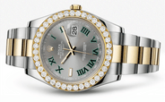 Rolex Datejust Ii Slate Dial - Greem Roman Numerals With 5 Carats Of Diamonds
