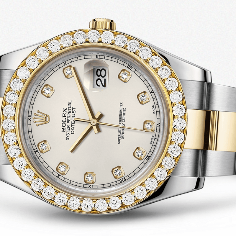 Rolex Datejust Ii Ivory Dial - Diamond Hour Markers With 5 Carats Of Diamonds