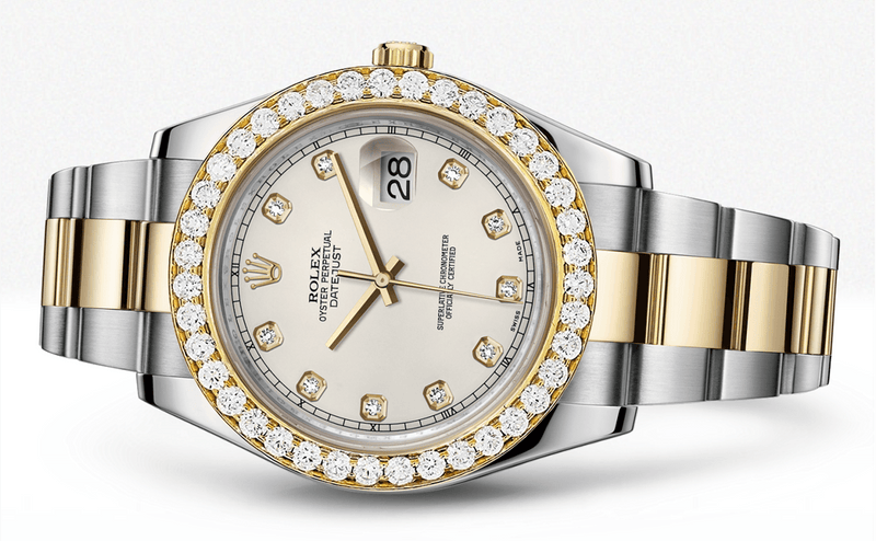 Rolex Datejust Ii Ivory Dial - Diamond Hour Markers With 5 Carats Of Diamonds