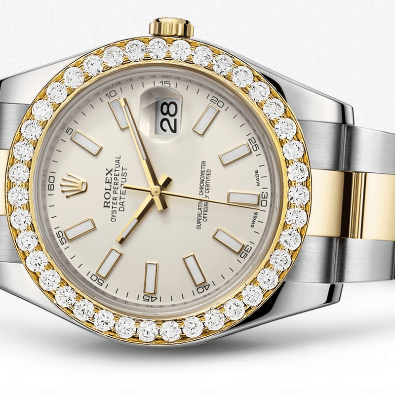 Rolex Datejust Ii Ivory Dial - Index Hour Markers With 5 Carats Of Diamonds