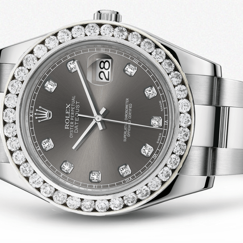 Rolex Datejust Ii Rhodium Dial - Diamond Hour Markers With 5 Carats Of Diamonds
