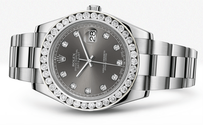 Rolex Datejust Ii Rhodium Dial - Diamond Hour Markers With 5 Carats Of Diamonds