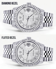 Diamond Mens Rolex Datejust Watch 16200 | 36Mm | Diamond Rolex Textured Roman Numeral Dial | Jubilee Band