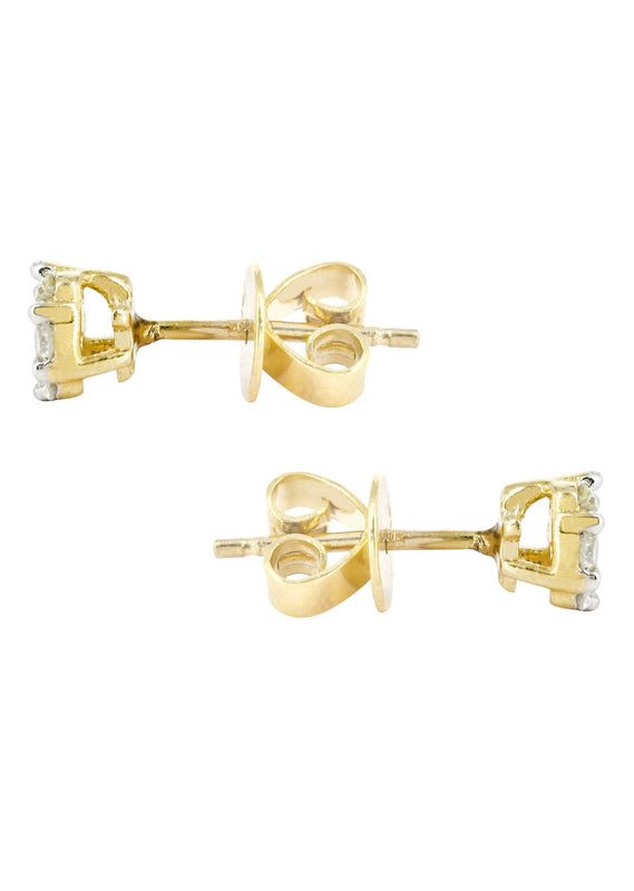 Stud Diamond Earrings For Men Illusion Set | 14K Yellow Gold | 0.43 Carats