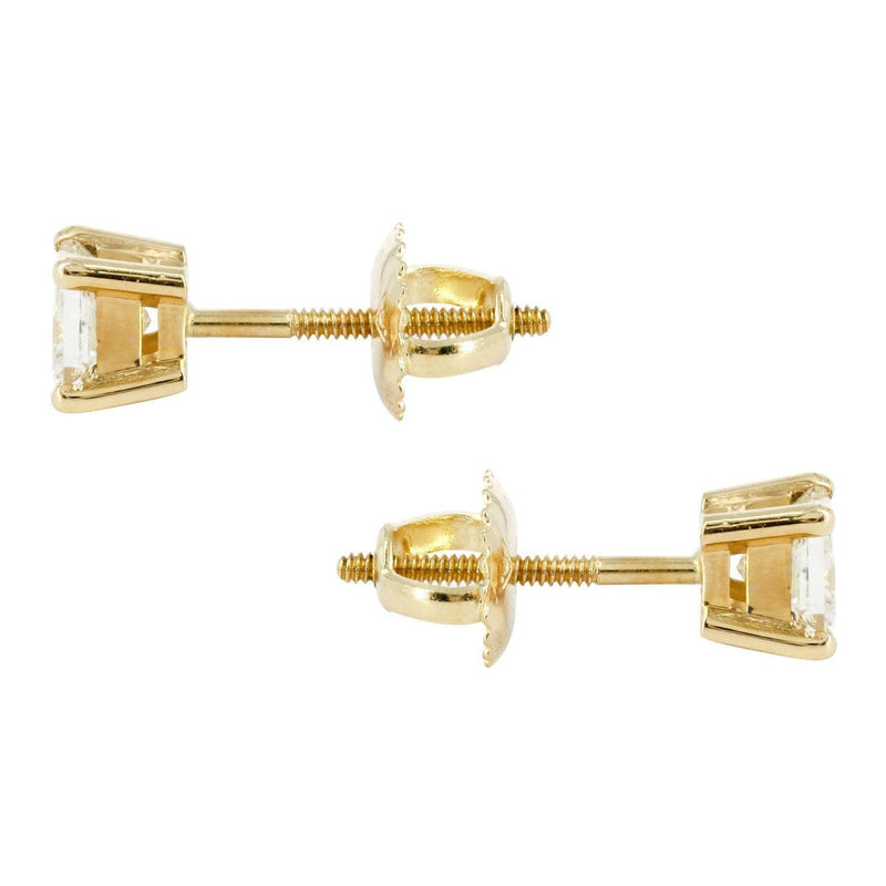 Princess Cut Diamond Stud Earrings For Men | 14K Yellow Gold | 1.05 Carats