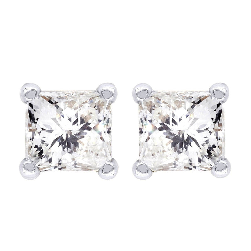 Princess Cut Diamond Stud Earrings For Men | 14K White Gold | 0.55 Carats