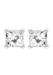 Princess Cut Diamond Stud Earrings For Men | 14K White Gold | 0.55 Carats