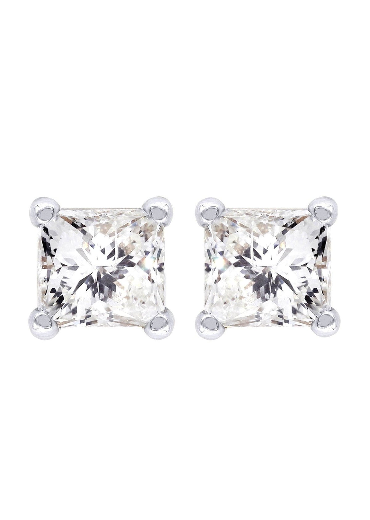 Princess Cut Diamond Stud Earrings For Men | 14K White Gold | 0.45 Carats