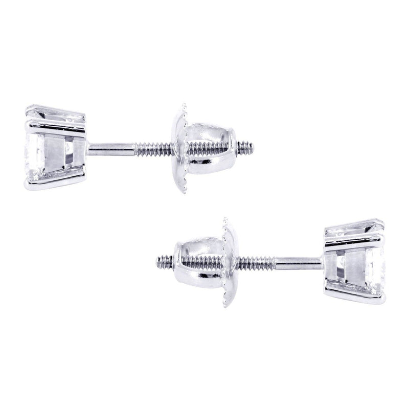 Princess Cut Diamond Stud Earrings For Men | 14K White Gold | 0.45 Carats
