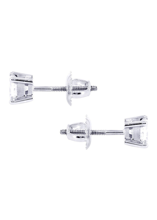 Princess Cut Diamond Stud Earrings For Men | 14K White Gold | 0.45 Carats