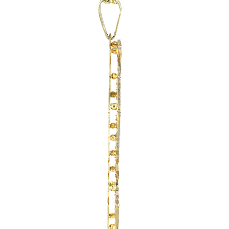 14K Gold  Vertical with Diamonds Name Plate Necklace | Style #13