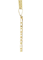 14K Gold  Vertical with Diamonds Name Plate Necklace | Style #13