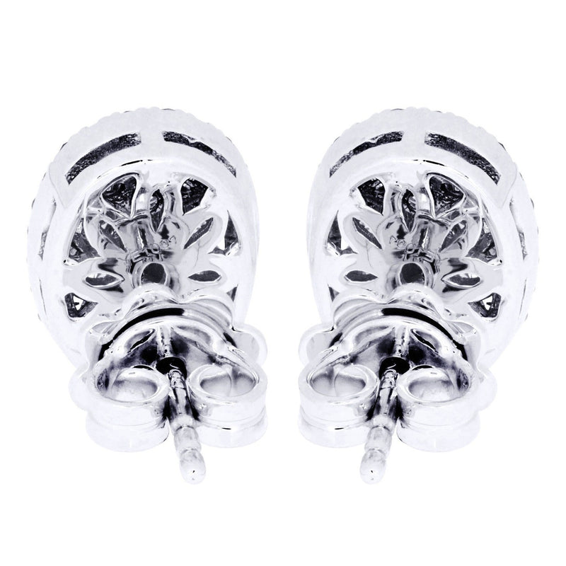 Stud Diamond Earrings For Men Illusion Set | 14K White Gold | 0.99 Carats