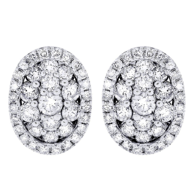 Stud Diamond Earrings For Men Illusion Set | 14K White Gold | 0.99 Carats